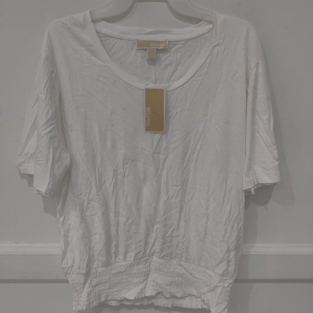 SOILED Michael Kors Women's Scoop Neck Tunic Top White Size XL $60 A442